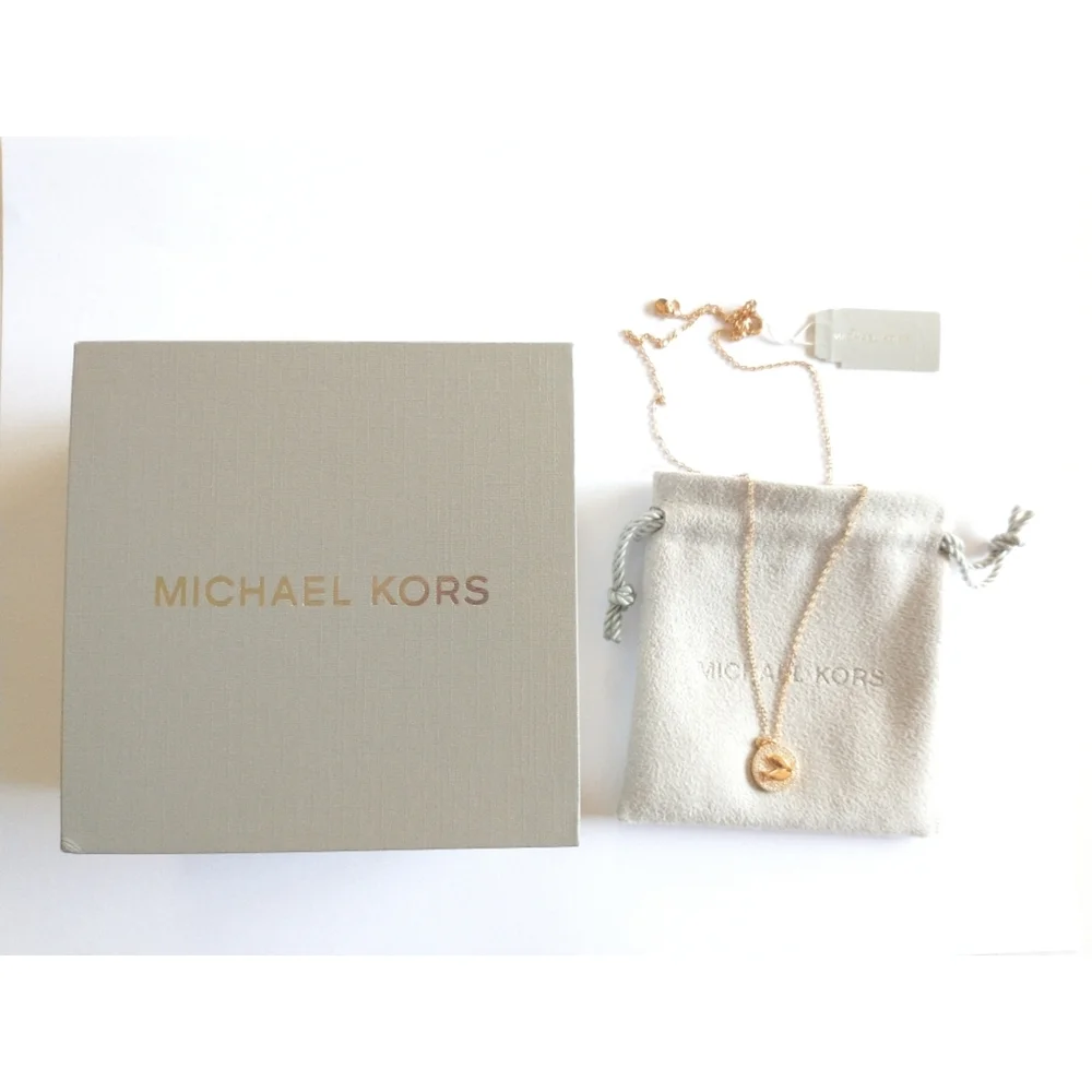 New! MICHAEL KORS Crystal Zodiac Pisces Gold-plated Sterling Silver Necklace NWB